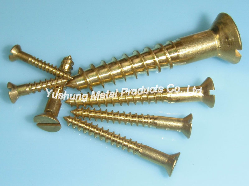 Brass Wood Screw Slotted Flat Head