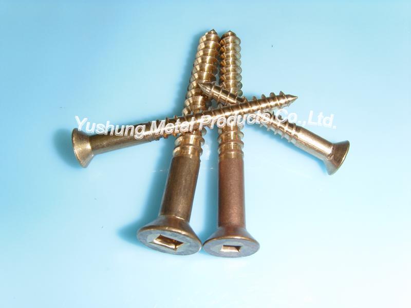 Silicon Bronze Wood Screws Square Drive Flat Head